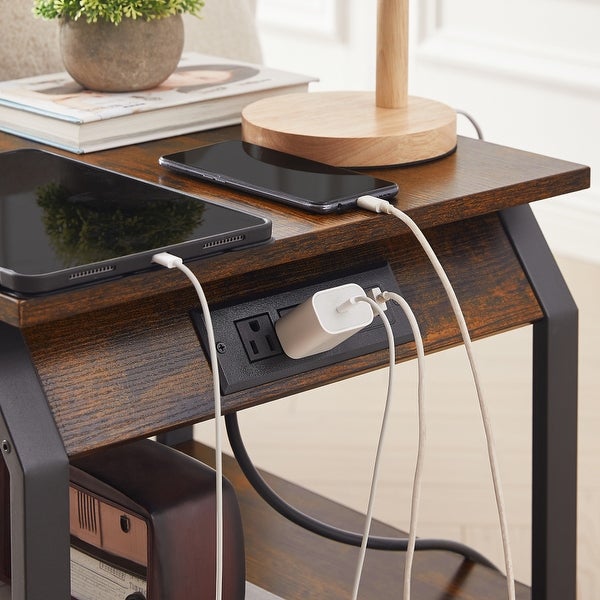 21.2 in. H End Table with Charging Station and Drawers