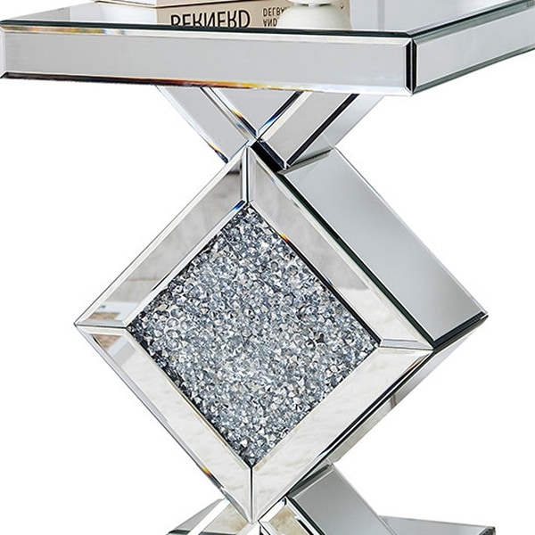 Diamond Silver Mirrored Side Table - 23.62