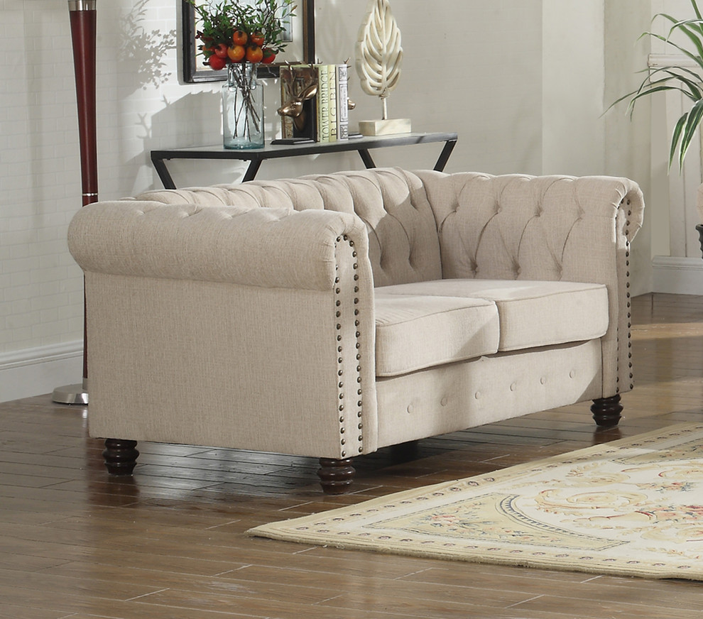 Kimber Linen Love Seat   Traditional   Loveseats   by US Furnishings Express  Houzz