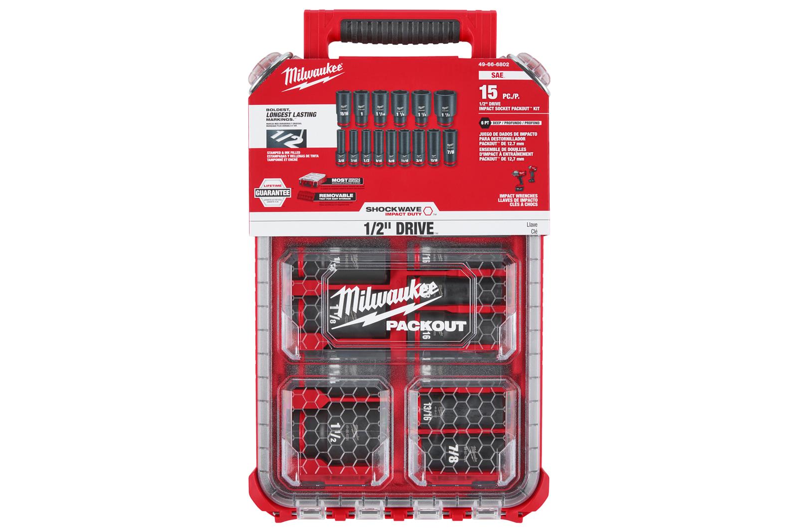 Milwaukee Tool 49-66-6802 Milwaukee PACKOUT SHOCKWAVE Impact-Duty Sockets Sets