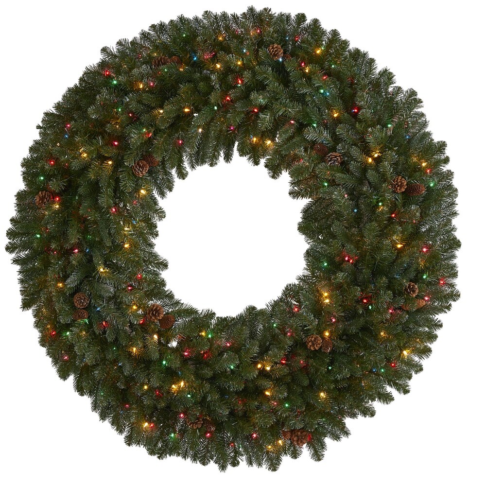 5' Giant Flocked Christmas Wreath with 280 Multicolored Lights