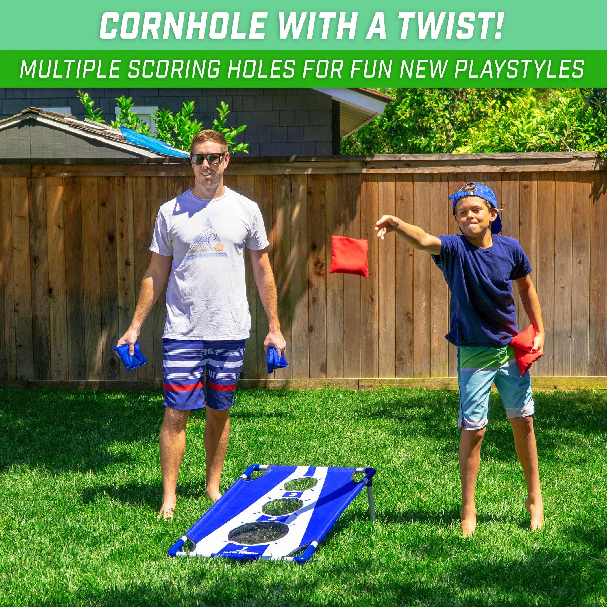 GoSports Tri Toss Cornhole Game - Portable Indoor and Outdoor Bean Bag Toss Game