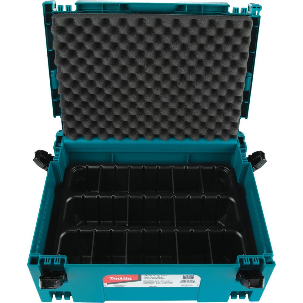 Makita MAKPAC Interlocking Case 3 Row Insert Tray with 6 Dividers and Foam Lid ;