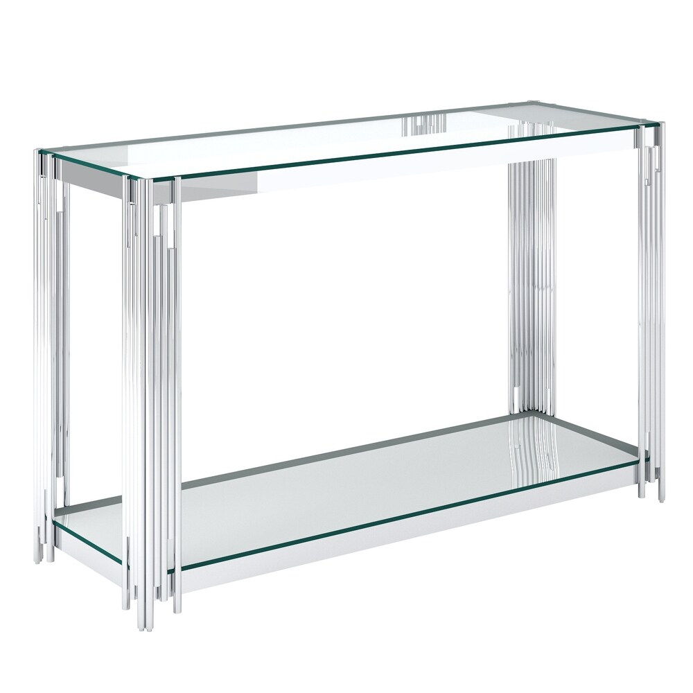 Contemporary Metal and Glass Console Table