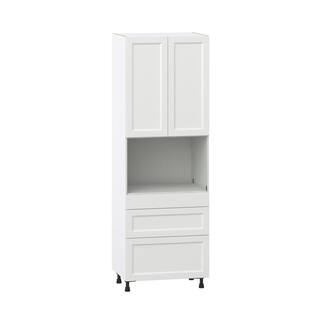 J COLLECTION Alton Painted 30 in. W x 89.5 in. H x 24 in. D in White Shaker Assembled Pantry Microwave Kitchen Cabinet with 3 Drawers DSTM3D3089.5-AT