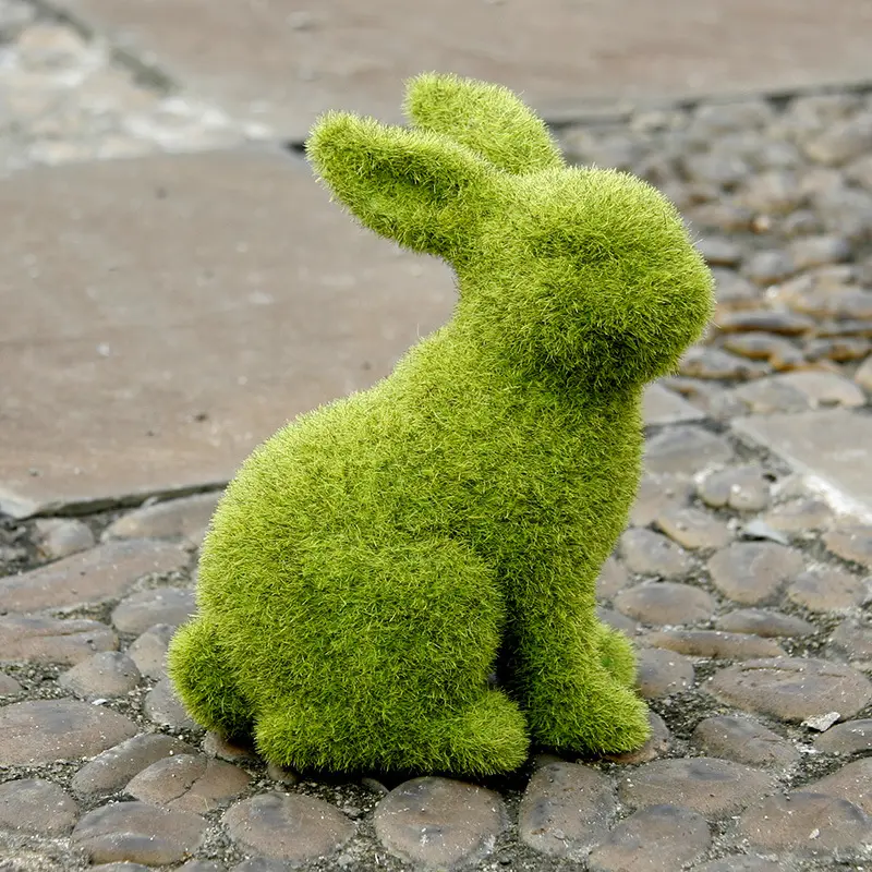 Garden Decoration Miniature Resin Artificial Rabbit Moss Outdoor Animals Garden Supplies Ornaments