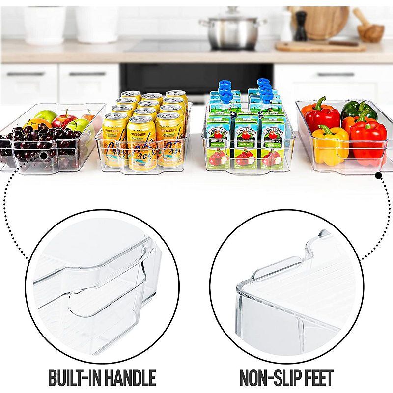 4 Pack Clear Refrigerator Organizer Bins