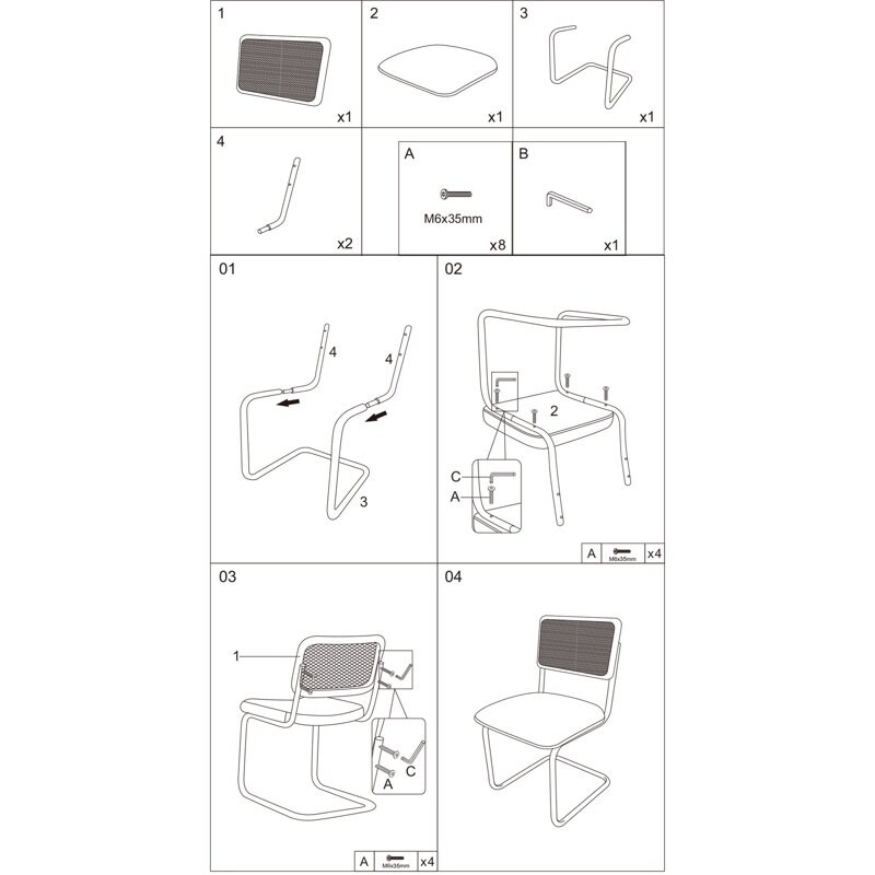 Modern Armless Chairs with Metal Legs for Dining Room(Set of 2) White