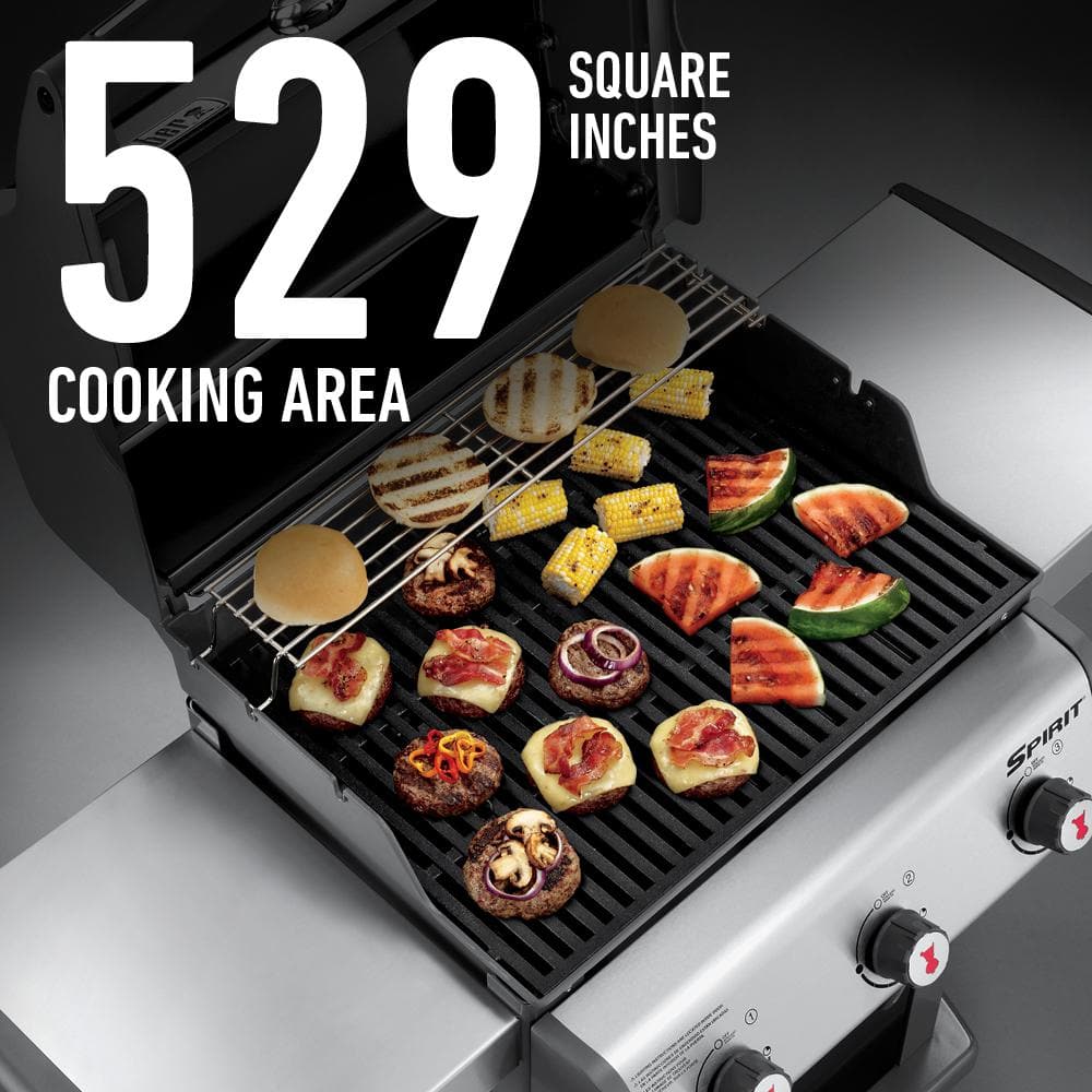 Weber Spirit E-310 3-Burner Natural Gas Grill in Black with Built-In Thermometer 47510001