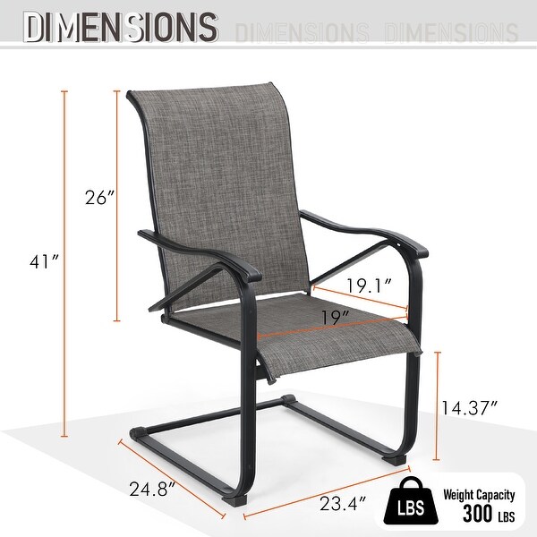 5Pieces Patio Dining Set，Including 1 Steel Frame Table with Umbrella Hole and 4 C spring Patio Chair