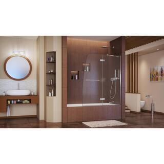 DreamLine Aqua Ultra 48 in. x 58 in. Semi-Frameless Pivot TubShower Door in Chrome SHDR-3448580-01