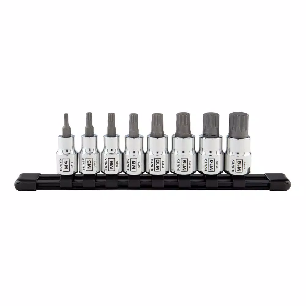 SUNEX TOOLS 3/8 in. Drive Chrome Triple Square Bit Socket Set with Rail (8-Piece) and#8211; XDC Depot