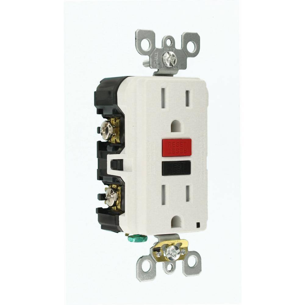 Leviton 15 Amp 125-Volt Self-Test Tamper Resistant GFCI Outlet White R99-GFTR1-RKW