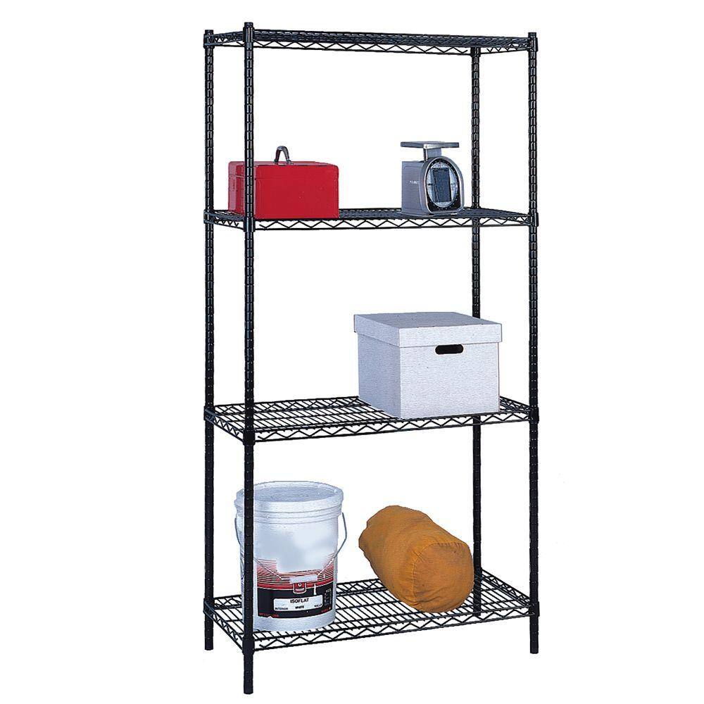 Storage Concepts Black 4-Tier Steel Wire Shelving Unit (72 in. W x 72 in. H x 18 in. D) WBS4-1872-74