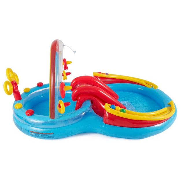 Intex Rainbow Slide Inflatable Pool And Water Slide Ring Center