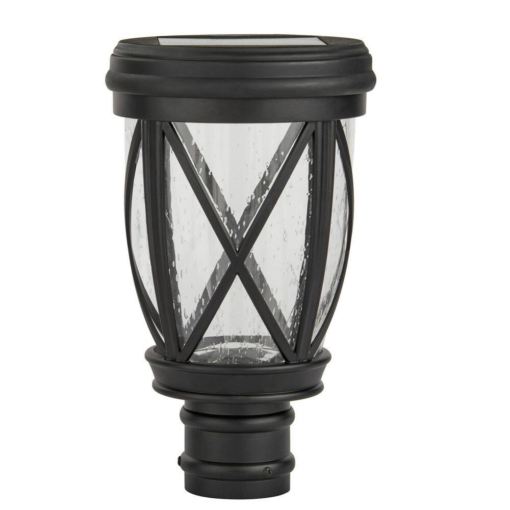 Hampton Bay Ravencrest 120 Lumens Black Solar Post Lantern 46274