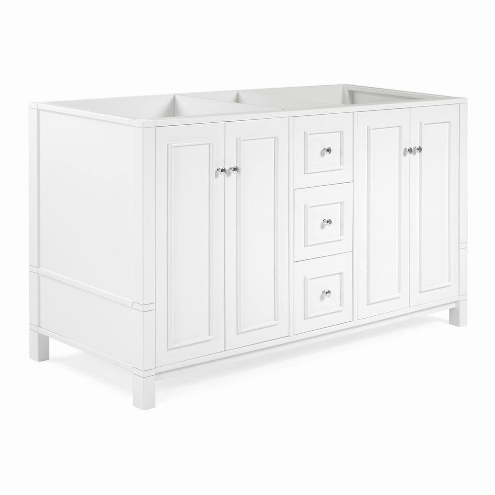 Alaterre Furniture Williamsburg 60 in. W x 21 in. D x 34 in. H Bath Vanity Cabinet without Top in White AVAN60WHBB