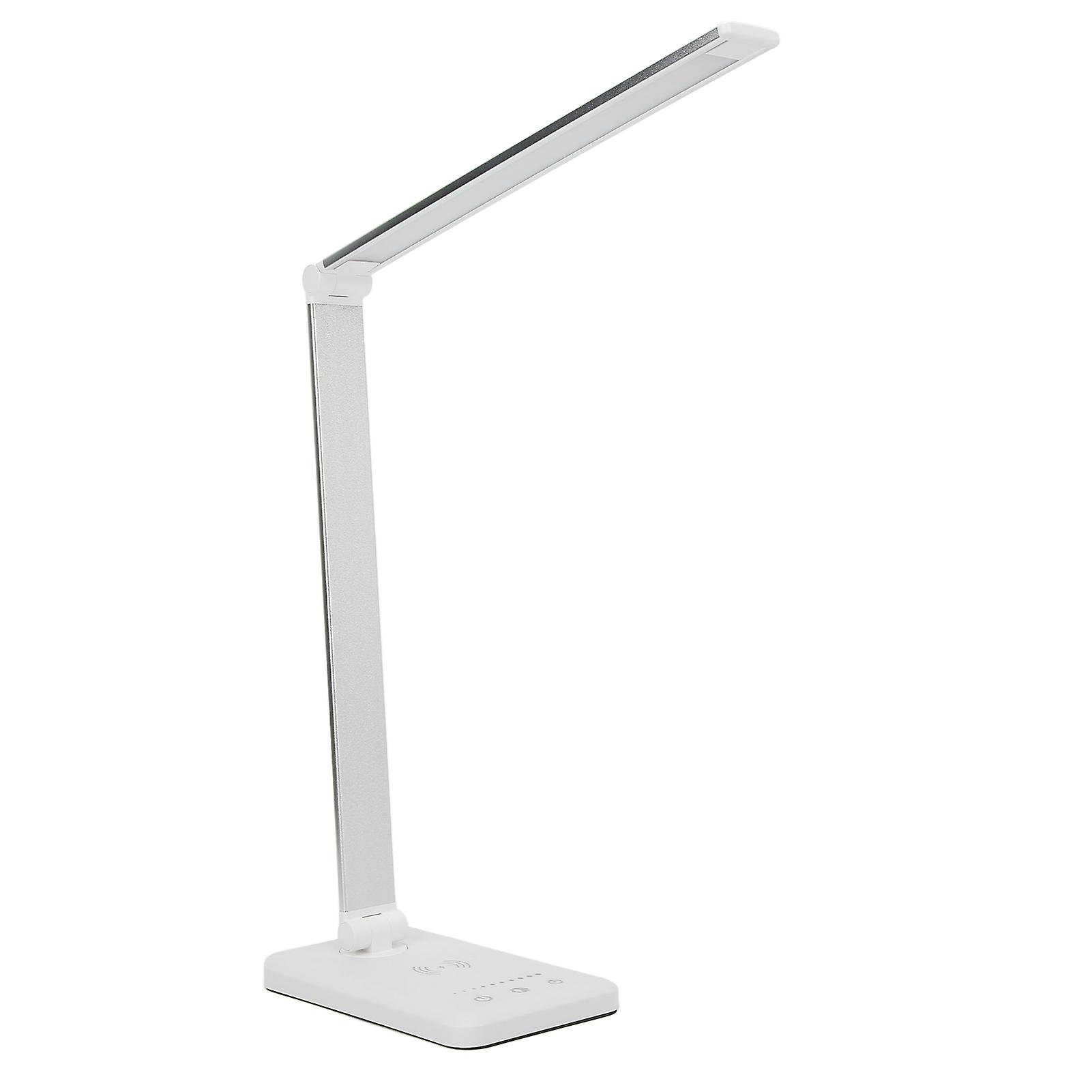 LED Desk Lamp 5 Levels Touch Control USB Eye Protection White Wireless Charging Table Lamp for Students Homes Offices