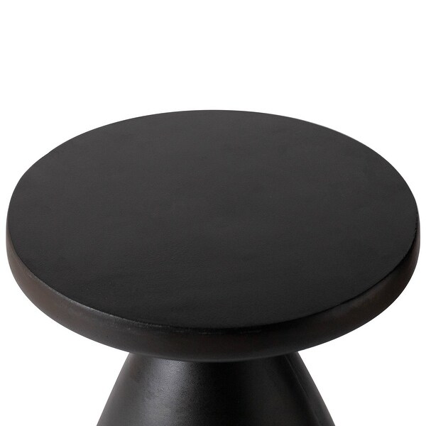 Modern Round Side Table Fiberstone Accent Table with Pedestal Base Dune Series by LeisureMod