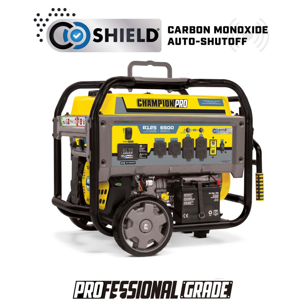 Champion PRO Generator 6500 Watt Professional Grade Portable with CO Shield and Electric Start ;