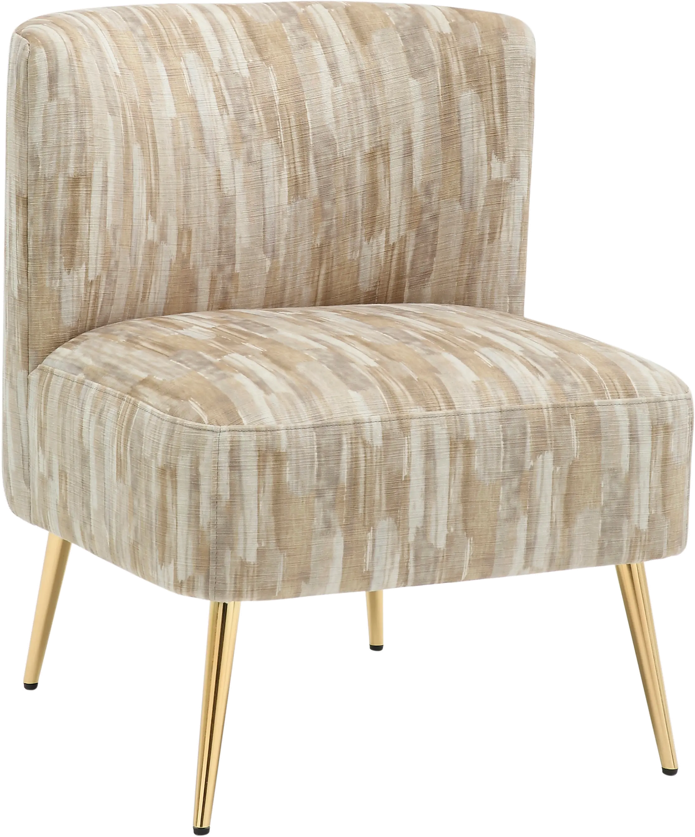 Contemporary Light Brown Slipper Chair with Gold Legs - Luna