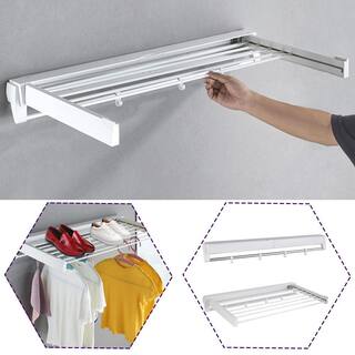 YIYIBYUS 33.66 in. x 14.76 in. White Collapsible Clothes Towels Drying Rack HG-HSYXF-7023