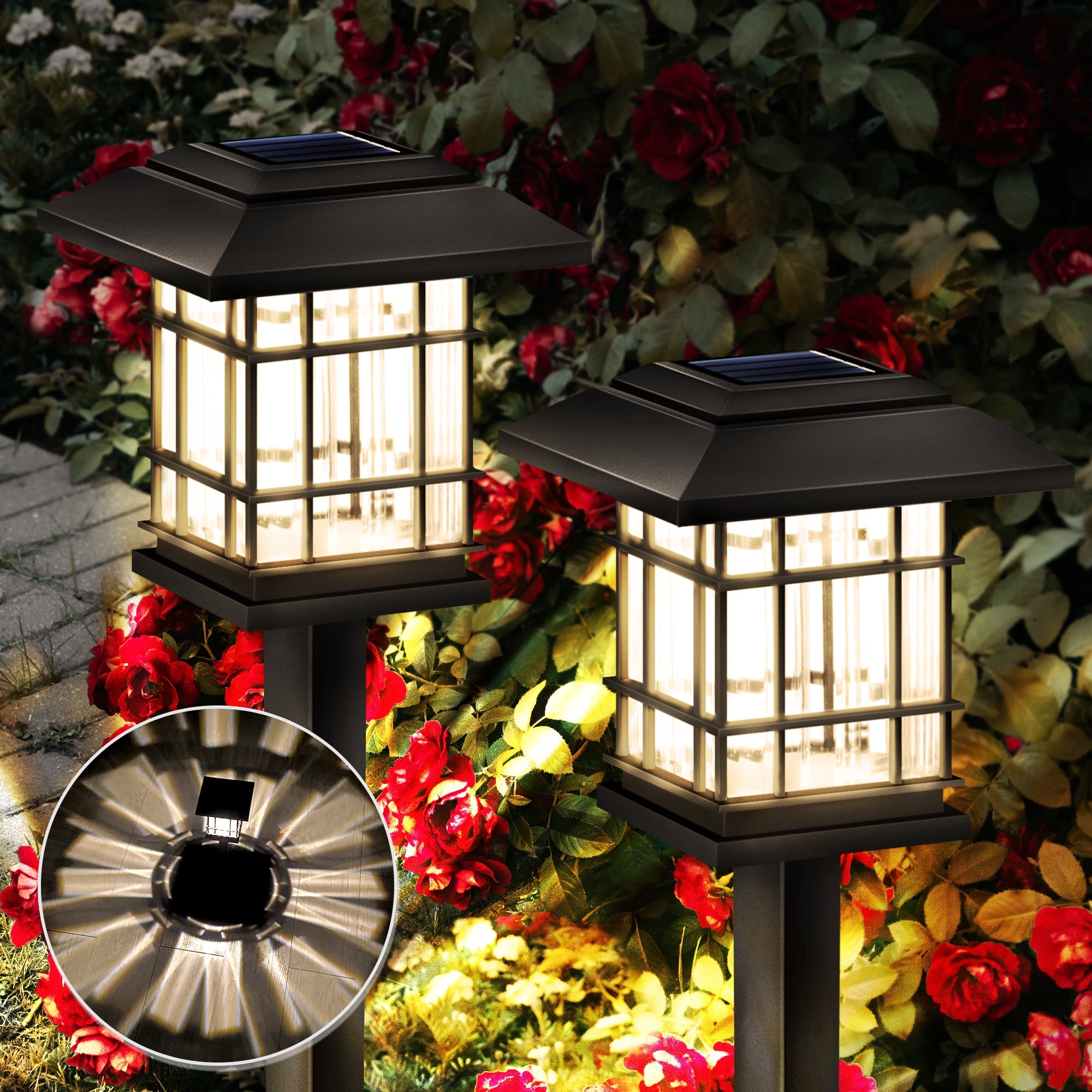 6PK Solar Pathway Light for Lawn Garden Walkway Yard Patio Deck Super Bright Outdoor Waterproof Auto-on/off Warm White