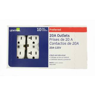 Leviton 20 Amp Commercial Grade Duplex Outlet White (10-Pack) M02-CBR20-WMP