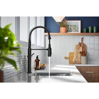 KOHLER Crue Semi-Professional Single-Handle Pull-Down Sprayer Kitchen Faucet in Matte Black K-22973-BL