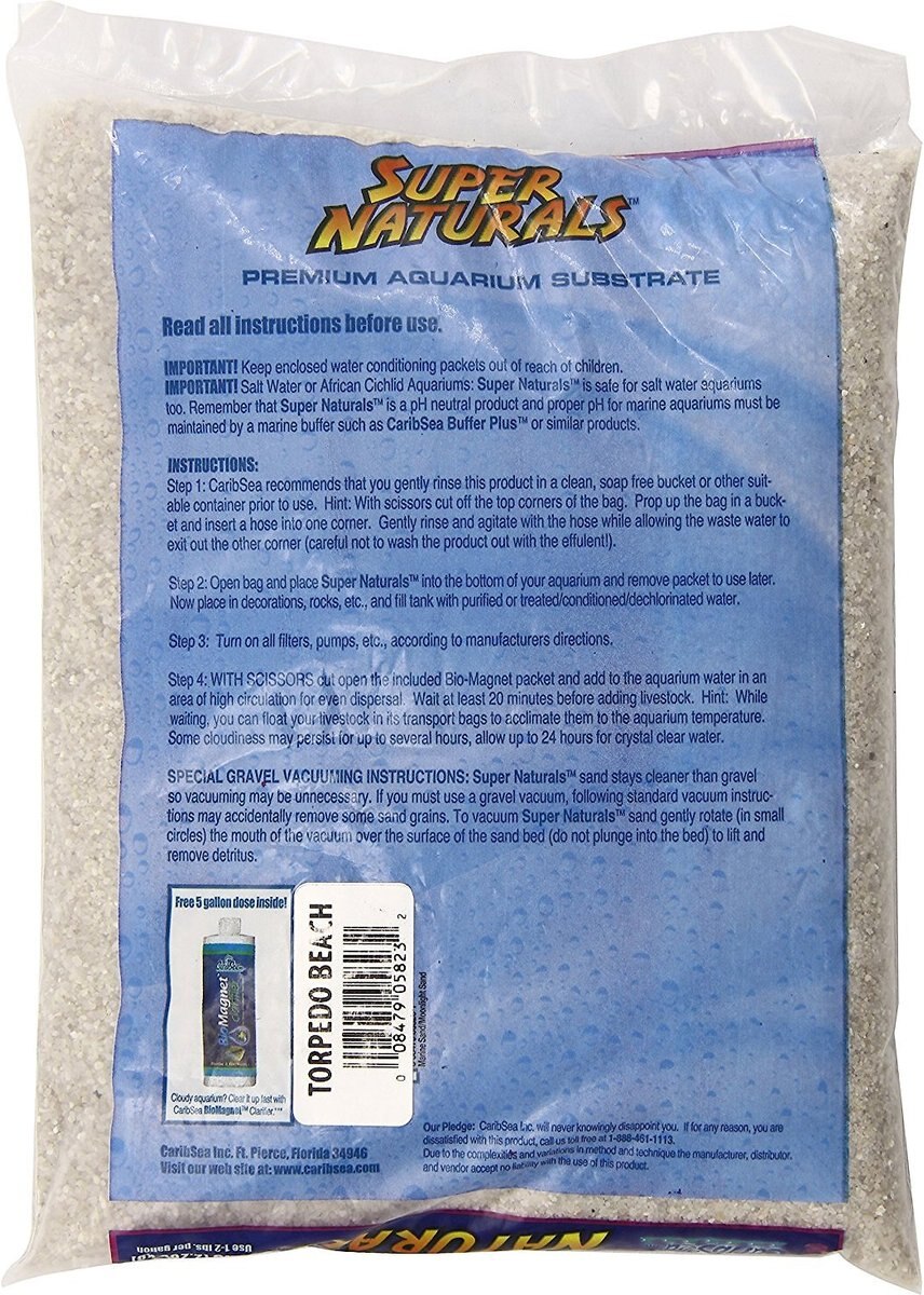 CaribSea Super Naturals Torpedo Beach Freshwater Sand， 20-lb bag