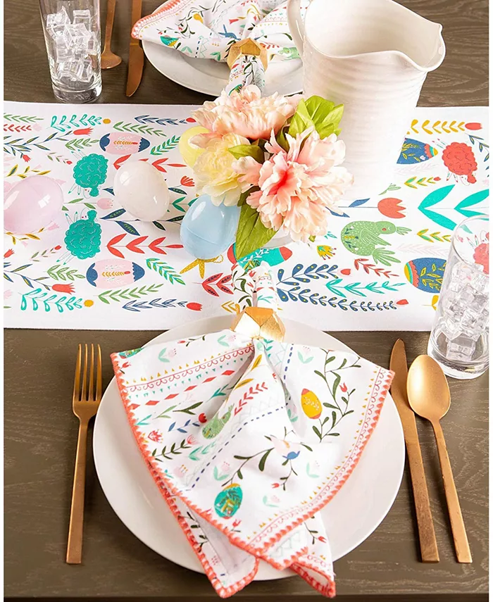 Design Imports Easter Folk Garden Embellished Table Runner