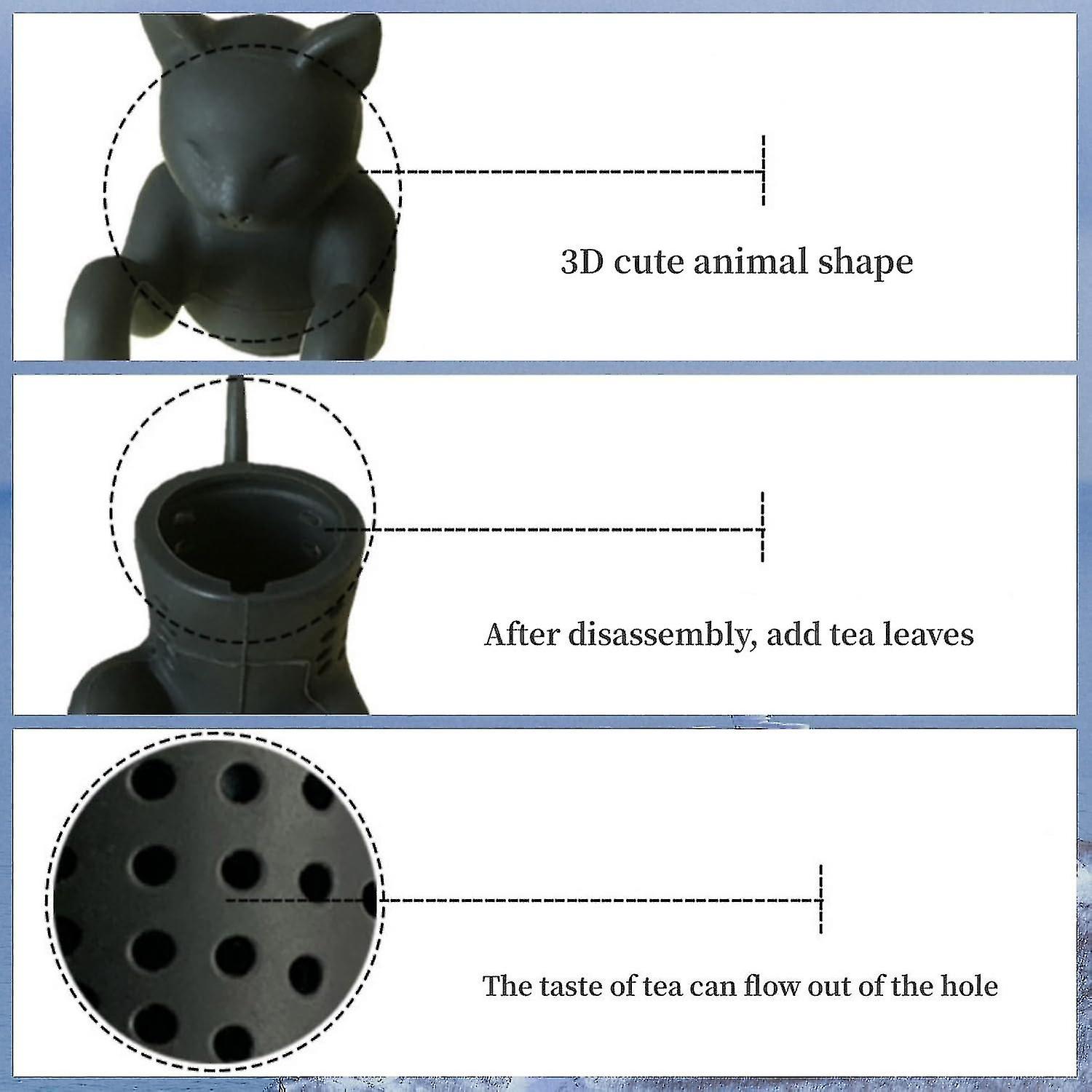 Tea Infuser， Pack Of 2 Silicone Tea Strainer Tea Infuser Tea Ball Tea Filter (cat)