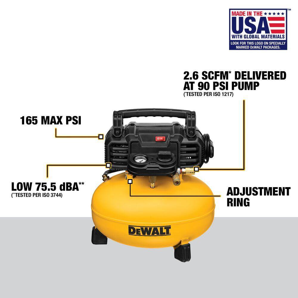 DW 6 Gal. 165 PSI Electric Pancake Air Compressor and 14 in. x 38 in. Drive Chrome Mechanics Tool Set (108 Piece) DWFP55126W3801