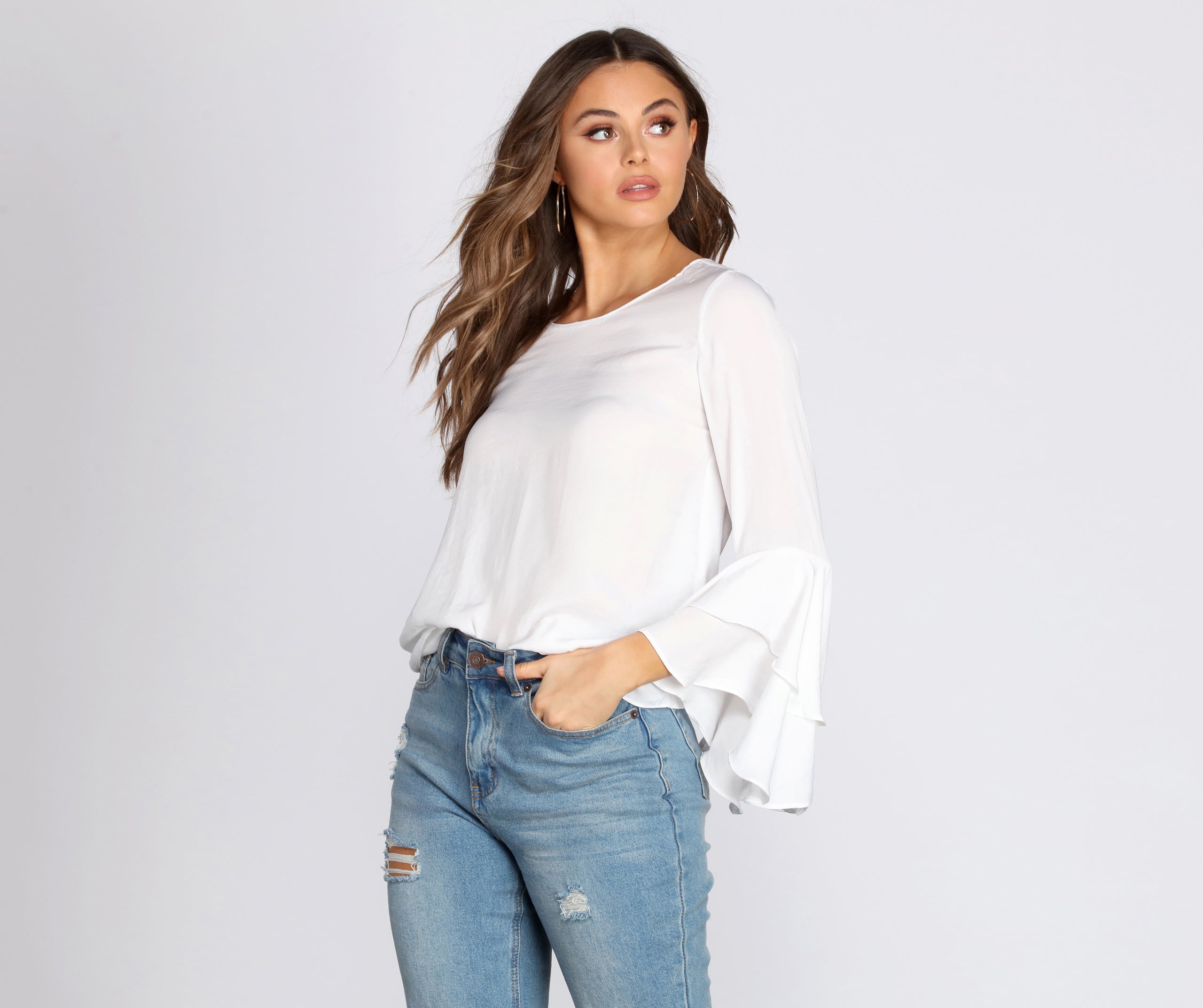 Tiered Ruffle Sleeve Blouse