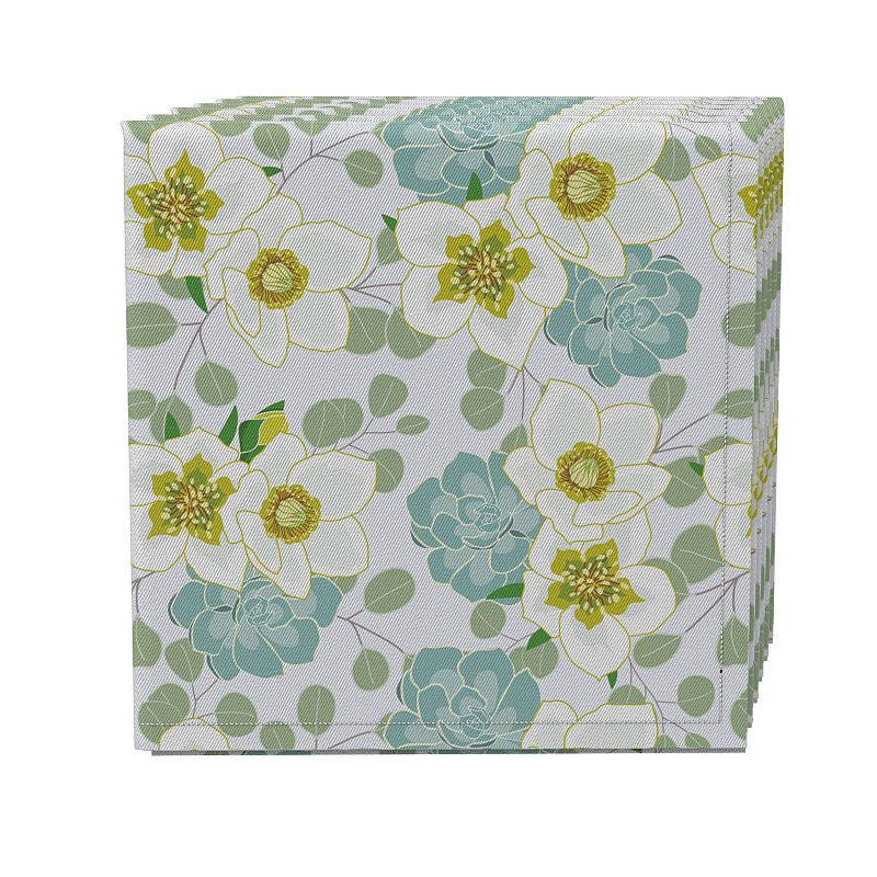 Napkin Set of 4， 100% Cotton， 20x20， Succulents and Eucalyptus Floral