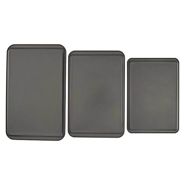 Goodcook Ready Set Of 3 Nonstick Sheet Pan Set Dark Gray