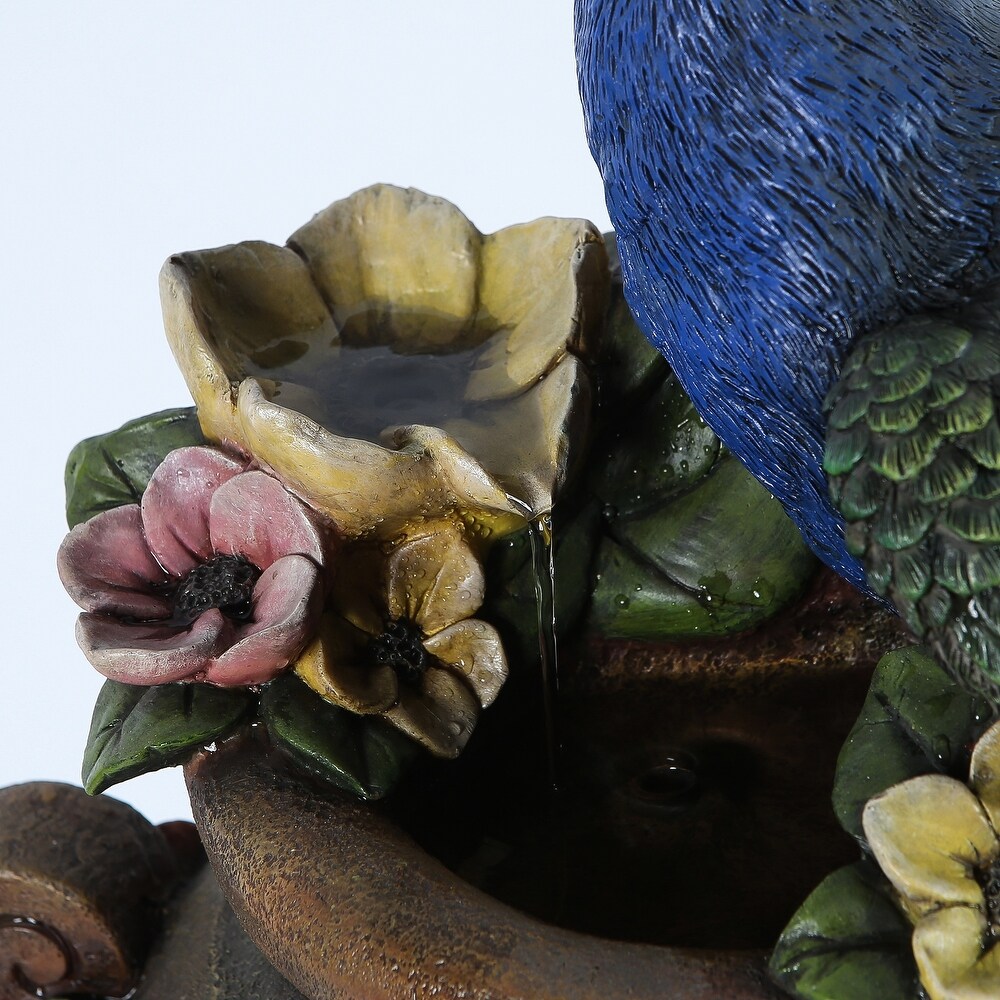 Resin Peacock and Urn Statue Outdoor Fountain with LED Lights