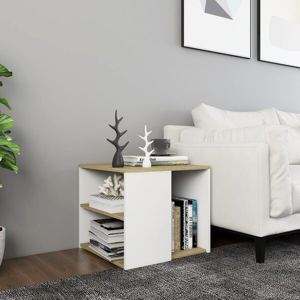 vidaXL Side Table Sonoma Oak and White 20