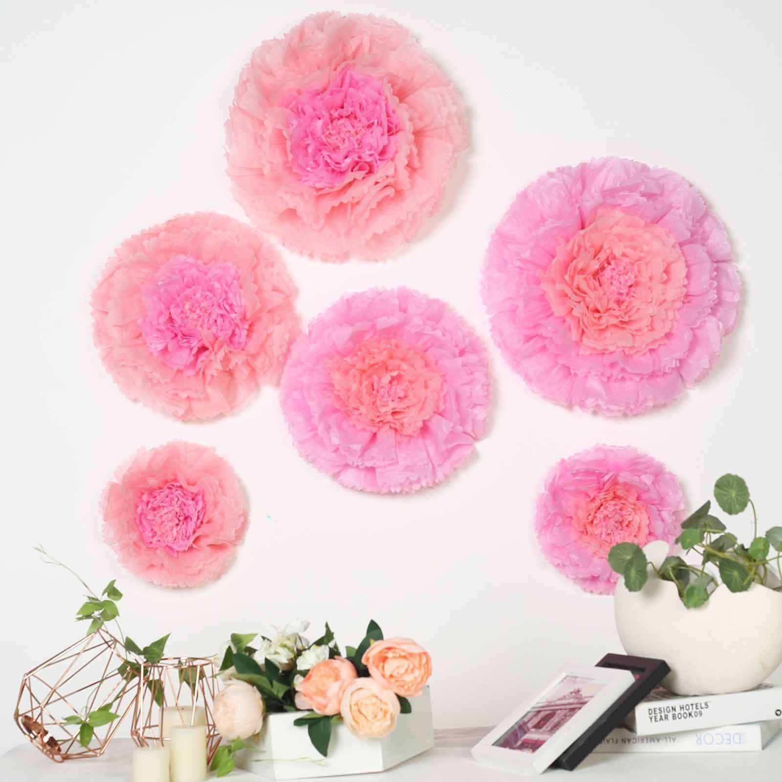 Set of 6 Blush Pink Carnation 3D Paper Flowers Wall Decor 7