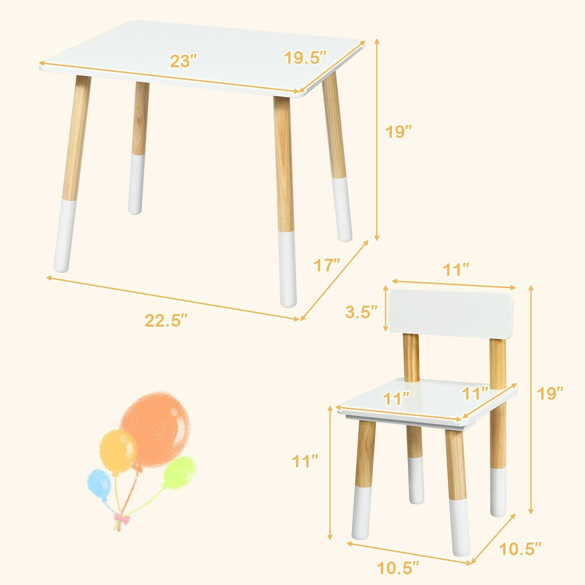 Costzon Kids Table and Chair Set, Wooden Table Furniture for Toddler Drawing Reading Arts Crafts Snack Time