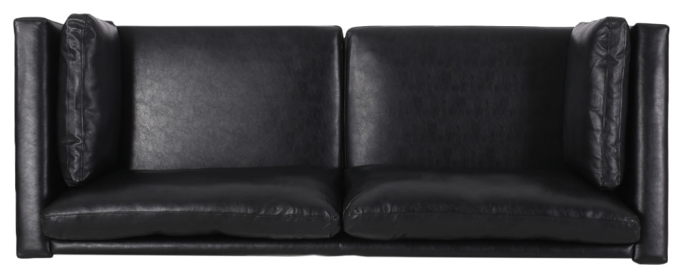 Ayers Faux Leather Upholstered 3 Seater Sofa   Contemporary   Sofas   by GDFStudio  Houzz