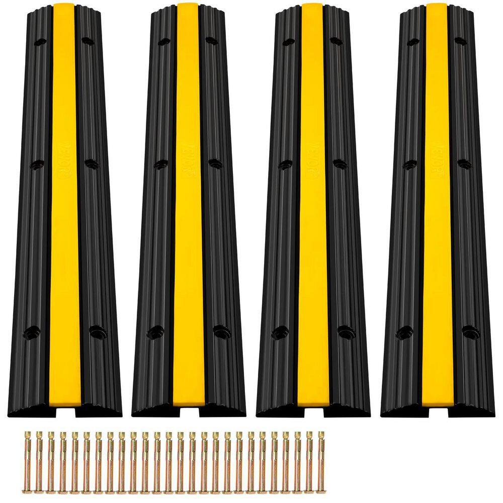 VEVOR Cable Protector Speed Ramp 1-Channel Speed Bump Hump 18000 lbs. Loading for Driveway Traffic Protect Wire (4-Pack) DCGXBDLSB4PCSNXB6V0