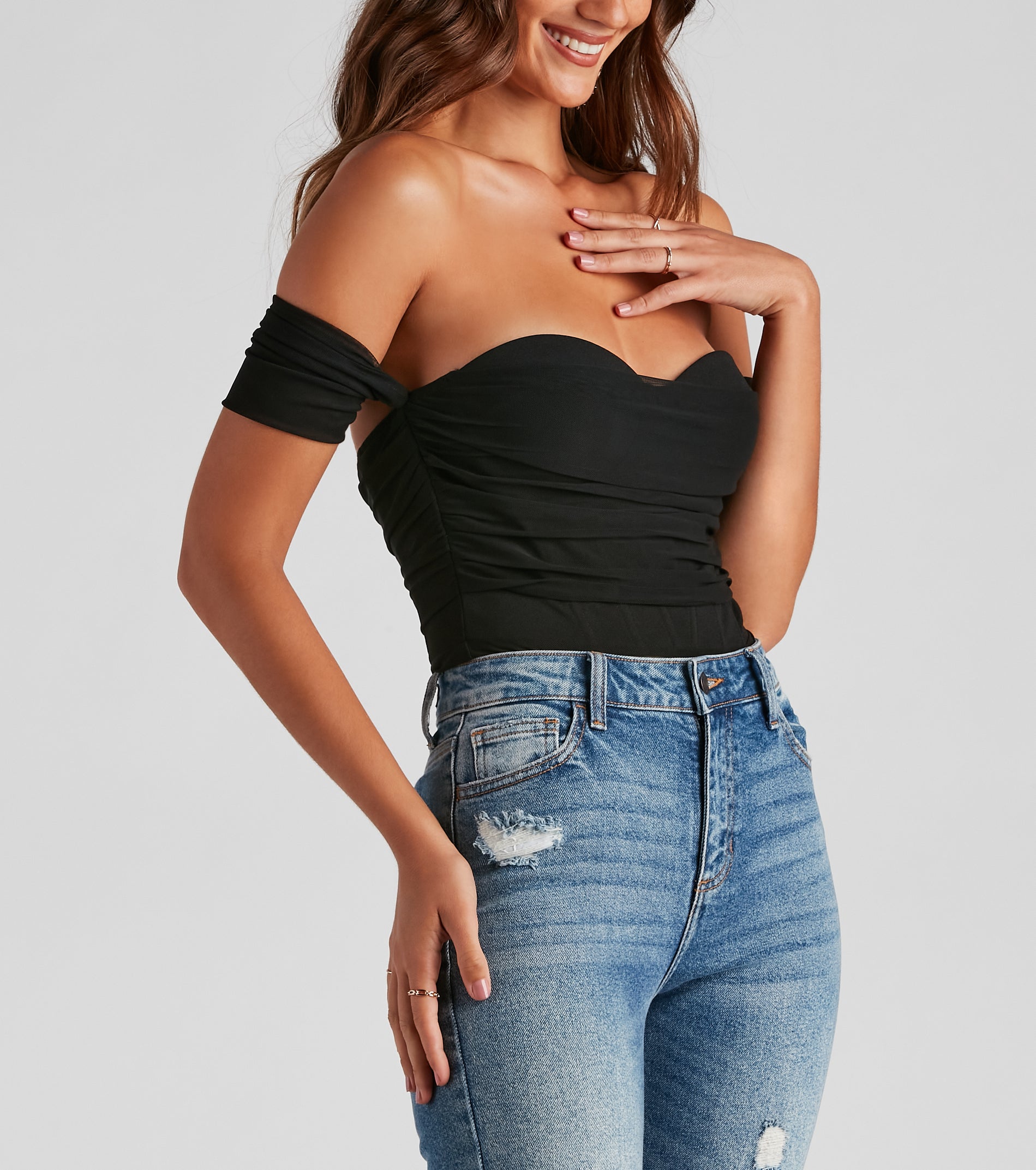 Another Date Mesh Bustier Bodysuit