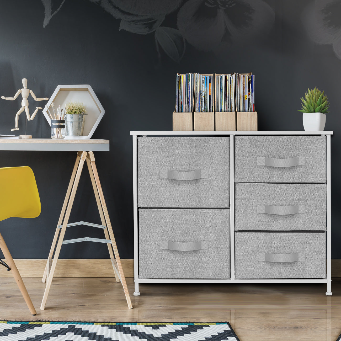 5 Drawers Chest Dresser - White