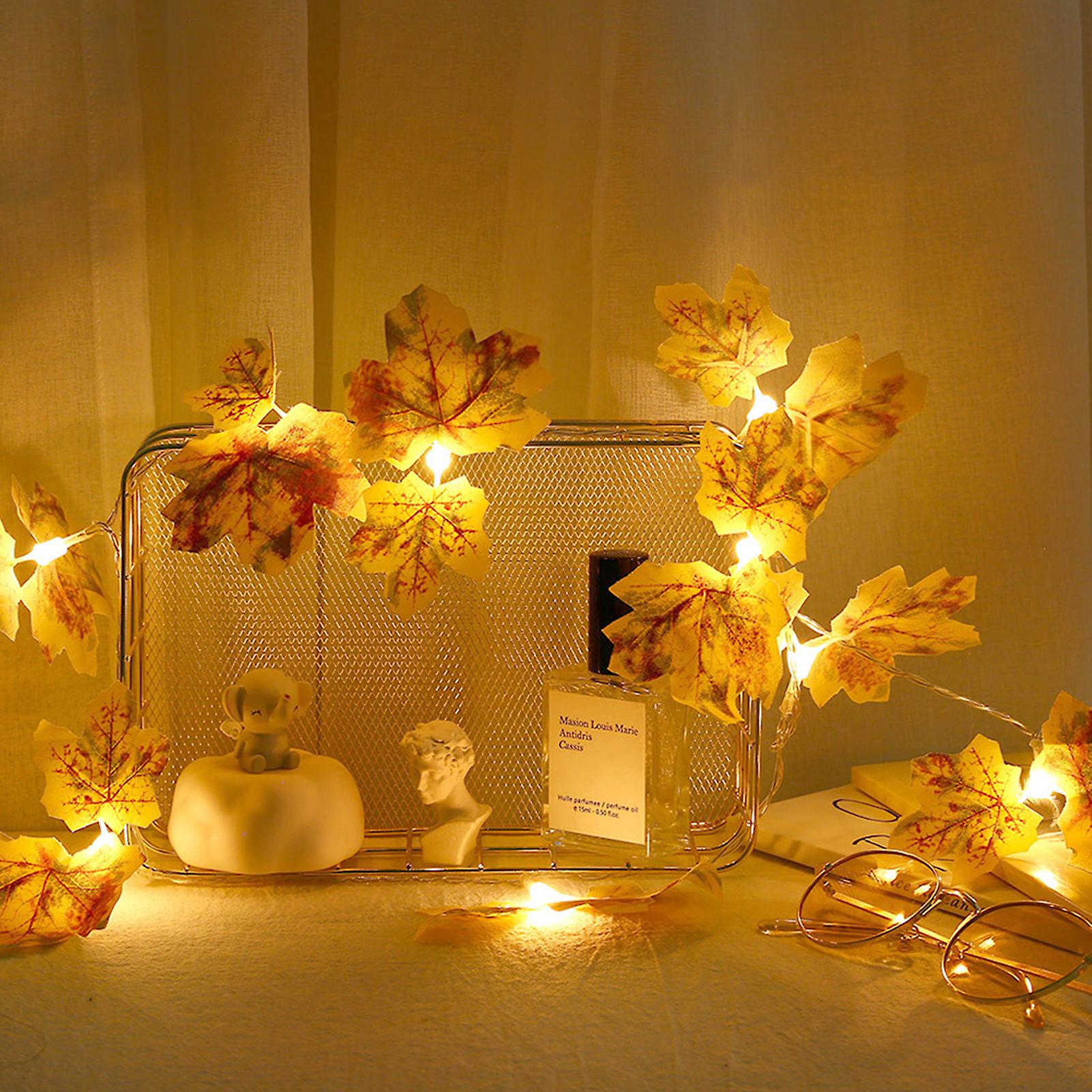 10led Simulation Yellow Maple Leaves Shape String Lights Copper Wire Light Home Outdoor Garden Decoration