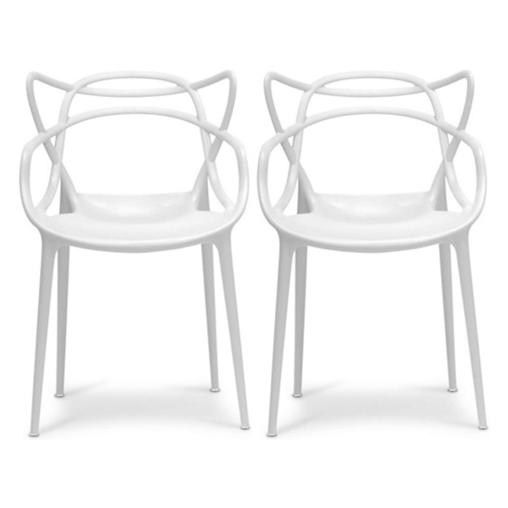 Modern Stackable Geometric Molded Dining Armchairs (Set of 2)