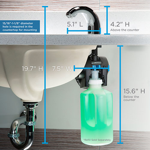 Georgia Pacific enMotion Automated Touchless Counter Mount Soap Dispenser | Chrome Finish | 52065