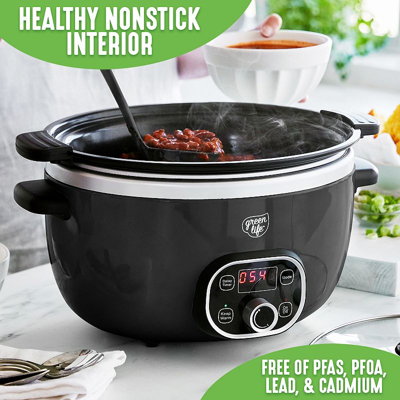 GreenLife Cook Duo Programmable 6-qt. PFAS-Free Ceramic Nonstick Slow Cooker