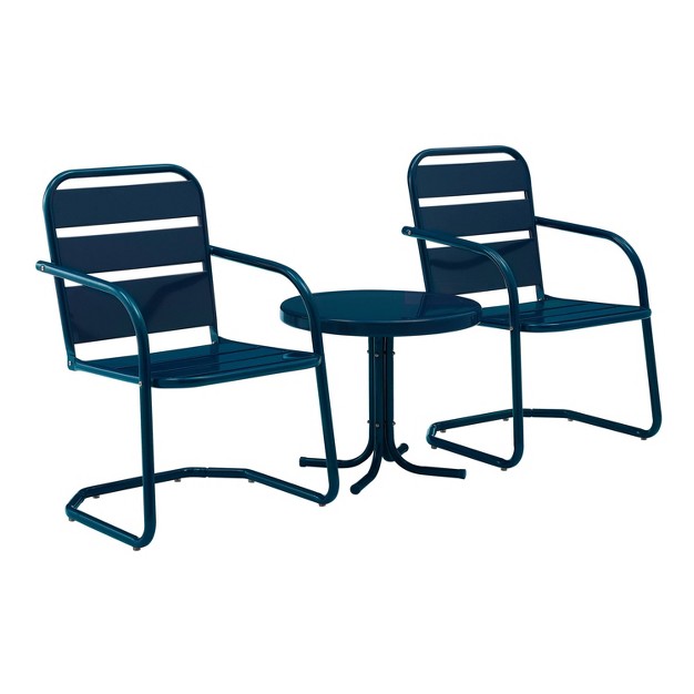 Brighton 3pc Metal Conversation Seating Set Navy Crosley