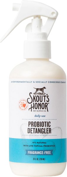 Skout's Honor Probiotic Unscented Daily-Use Dog Detangler Spray， 8-oz bottle